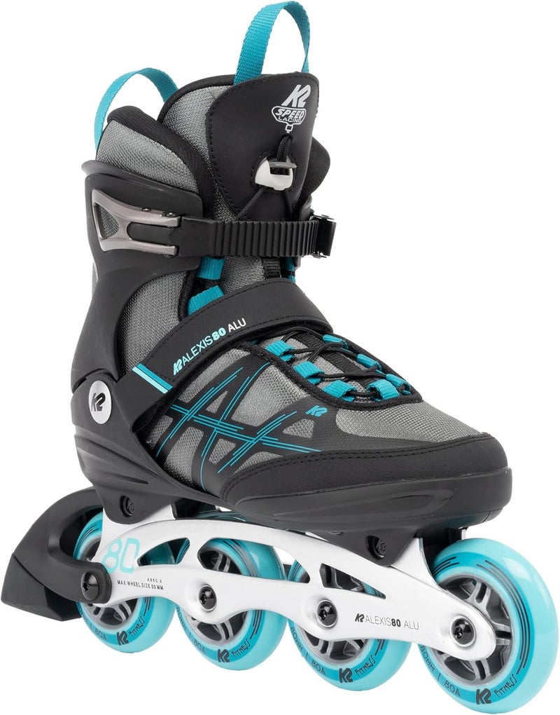 K2 Alexis 80 ALU Gray-Cyan Womens Inline Skates - Image 1